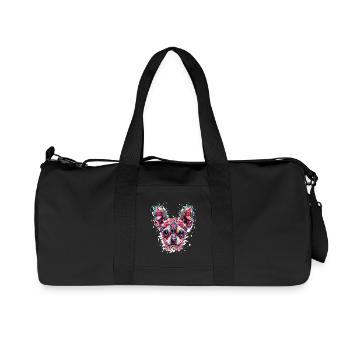 Colorful Chihuahua Head Pattern - Recycled Canvas Sports Bag by Stanley/Stella - black - Front