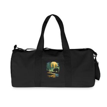 Retro Outdoor Wilderness Bear Trees - Recycled Canvas Sports Bag by Stanley/Stella - black - Front