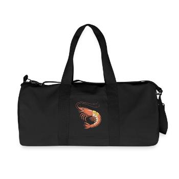 Retro Shrimp Illustration in Orange - Recycled Canvas Sports Bag by Stanley/Stella - black - Front