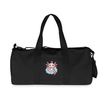 Axolotl avec café sur nuage Café du matin Kawaii - Sac de sport en toile recyclée Stanley/Stella - noir - Devant