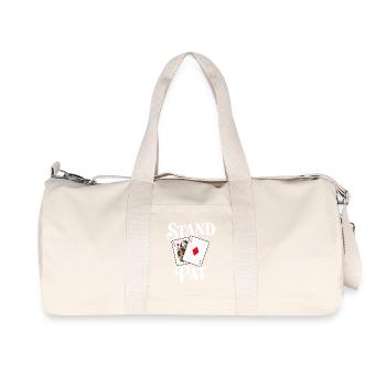 Conception de carte Stand Pat avec As et Dame - Sac de sport en toile recyclée Stanley/Stella - blanc naturel - Devant