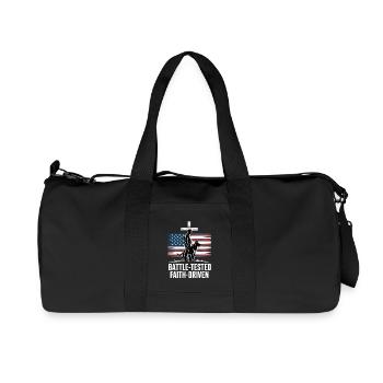 Battle Tested Faith Driven Soldier Dog Flag - Recycled Canvas Sports Bag by Stanley/Stella - black - Front