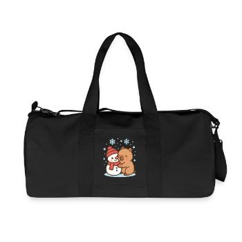 Capybara étreignant bonhomme de neige en hiver - Sac de sport en toile recyclée Stanley/Stella - noir - Devant