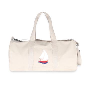 Nautic Design Sailboat Serenity in Red Hull - Recycled Canvas Sports Bag by Stanley/Stella - natural - Front