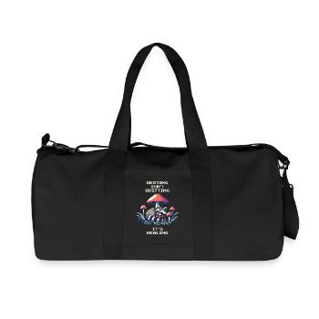 Se reposer, ce n’est pas baisser les bras | Ça guérit, ça récupère - Sac de sport en toile recyclée Stanley/Stella - noir - Devant