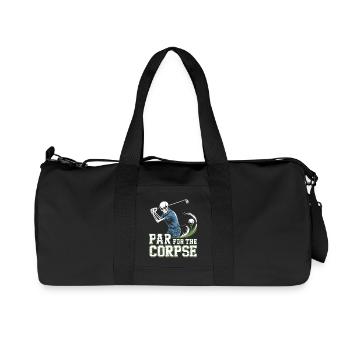 Black Humor Golf Shirt – Skeleton Tee Off - Recycled Canvas Sports Bag by Stanley/Stella - black - Front