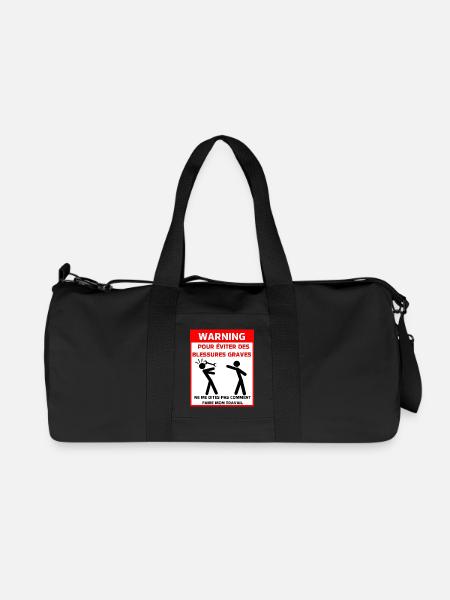 Avertissement sécurité t - Sac de sport en toile recyclée Stanley/Stella - noir
