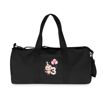 Third Birthday Owl with Balloons - Recycled Canvas Sports Bag by Stanley/Stella - black - Front