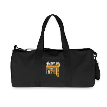 Novembre 1975 Vintage Vintage Rétro Anniversaire - Sac de sport en toile recyclée Stanley/Stella - noir - Devant