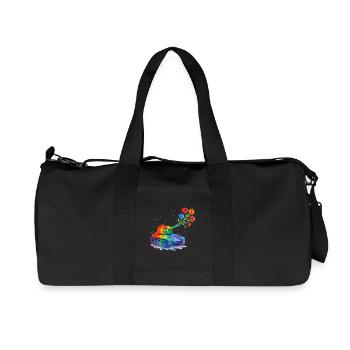 Rainbow Tank Peace – Watercolor Antiwar - Recycled Canvas Sports Bag by Stanley/Stella - black - Front