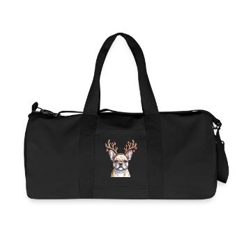 bouledogue français avec bois de renne et - Sac de sport en toile recyclée Stanley/Stella - noir - Devant
