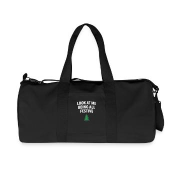 Look At Me Being All Festive, Christmas Tree  - Recycled Canvas Sports Bag by Stanley/Stella - black - Front