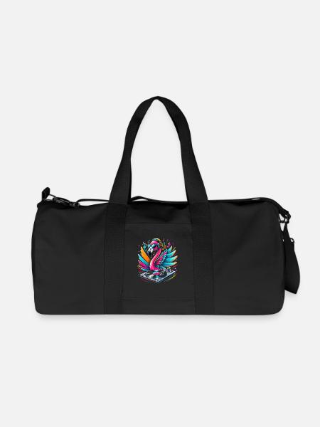 Flamingo DJ Neonbeat - Recycelte Canvas-Sporttasche von Stanley/Stella - Schwarz