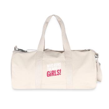 Les femmes : le pouvoir qui dirige le monde, les filles, les filles : la fille - Sac de sport en toile recyclée Stanley/Stella - blanc naturel - Devant