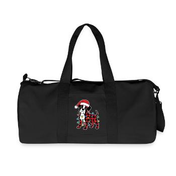 Chien Boxer Noël Plaid Rouge Carreaux - Sac de sport en toile recyclée Stanley/Stella - noir - Devant