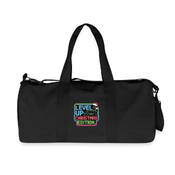 Level Up for Christmas - Pixel Gamer Gift - Recycled Canvas Sports Bag by Stanley/Stella - black - Front