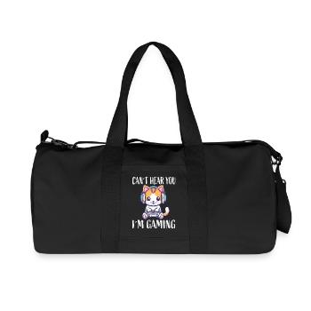 Kitten with headset while gaming - Recycled Canvas Sports Bag by Stanley/Stella - black - Front
