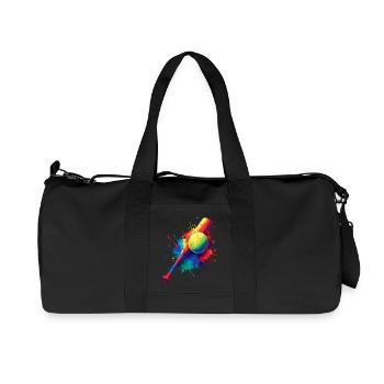 Vintage Baseball Design Colorful Sport Splash - Recycled Canvas Sports Bag by Stanley/Stella - black - Front