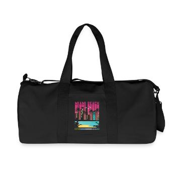 Miami Beach Sunset Palms Skyline - Recycelte Canvas-Sporttasche von Stanley/Stella - Schwarz - Vorne
