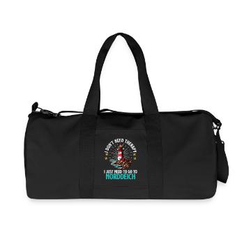 Nordsee BRAUCH KEINE THERAPIE MUSS NACH NORDDEICH - Recycelte Canvas-Sporttasche von Stanley/Stella - Schwarz - Vorne