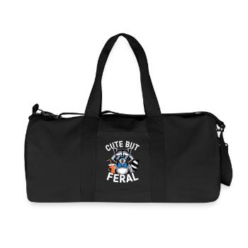 Cute but Feral Raccoon - Recycled Canvas Sports Bag by Stanley/Stella - black - Front