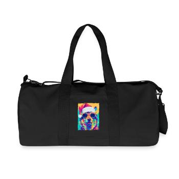 Portrait de Noël du Loup - Sac de sport en toile recyclée Stanley/Stella - noir - Devant