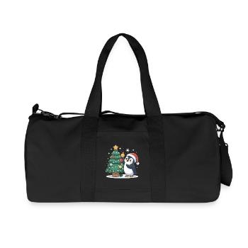 Penguin decorates Christmas tree - Recycled Canvas Sports Bag by Stanley/Stella - black - Front