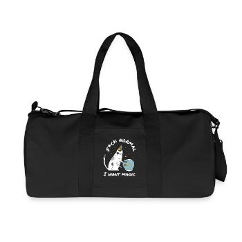Merde Normal Je veux de la magie – Chat Sorcier Mignon - Sac de sport en toile recyclée Stanley/Stella - noir - Devant