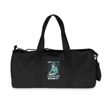 I Just Really Like Anime And Sketching OK - Recycled Canvas Sports Bag by Stanley/Stella - black - Front