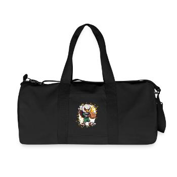 Basketball-Eule im Grünen Trikot - Recycelte Canvas-Sporttasche von Stanley/Stella - Schwarz - Vorne