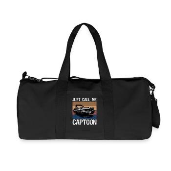 Just Call Me Captoon Funny Pontoon Boat Captain - Recycled Canvas Sports Bag by Stanley/Stella - black - Front