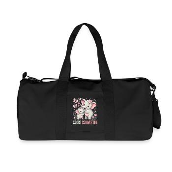 Grande Sœur Éléphant Frère ou Sœur Aînée - Sac de sport en toile recyclée Stanley/Stella - noir - Devant