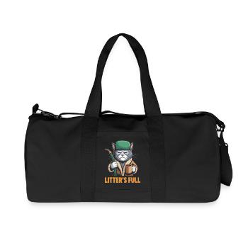 Litters Full Funny Christmas Cat Parody - Recycled Canvas Sports Bag by Stanley/Stella - black - Front