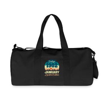 Birthday January 1982 Gift Vintage Limited - Recycled Canvas Sports Bag by Stanley/Stella - black - Front