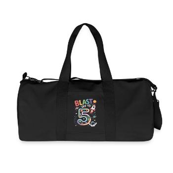Departure into space 5th birthday children's birthday party - Recycled Canvas Sports Bag by Stanley/Stella - black - Front