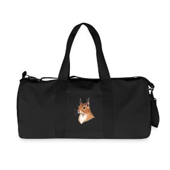 Illustrated Squirrel Head - Recycled Canvas Sports Bag by Stanley/Stella - black - Front