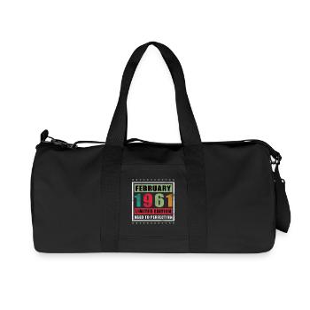 February 1961 birthday February 1961 February - Recycled Canvas Sports Bag by Stanley/Stella - black - Front