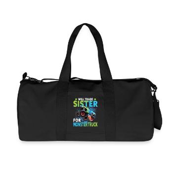 Monster Truck Siblings Funny Saying - Recycled Canvas Sports Bag by Stanley/Stella - black - Front