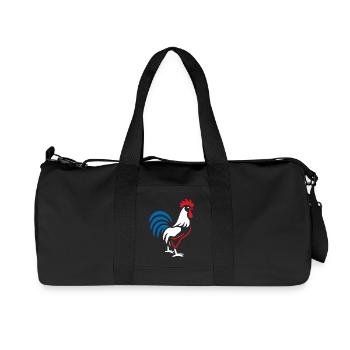 Coq vibrant bleu rouge - Sac de sport en toile recyclée Stanley/Stella - noir - Devant