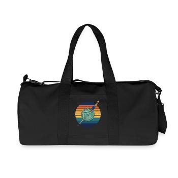 Drôles de laine au crochet pour amoureux du crochet rétro - Sac de sport en toile recyclée Stanley/Stella - noir - Devant