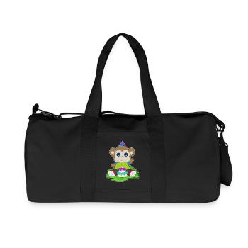 Gâteau d’anniversaire singe - Sac de sport en toile recyclée Stanley/Stella - noir - Devant