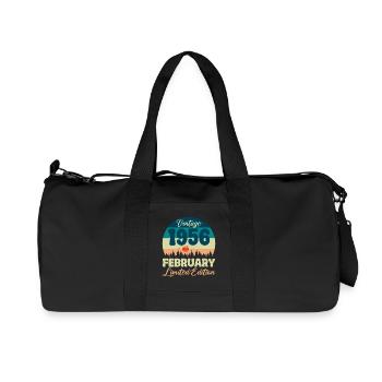 Anniversaire 70 ans Février 1956 Cadeau Vintage - Sac de sport en toile recyclée Stanley/Stella - noir - Devant