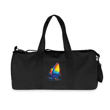 Windsurfing - Water Sports Illustration - Recycled Canvas Sports Bag by Stanley/Stella - black - Front