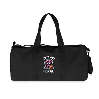 Raton laveur mignon mais sauvage avec des lunettes roses - Sac de sport en toile recyclée Stanley/Stella - noir - Devant