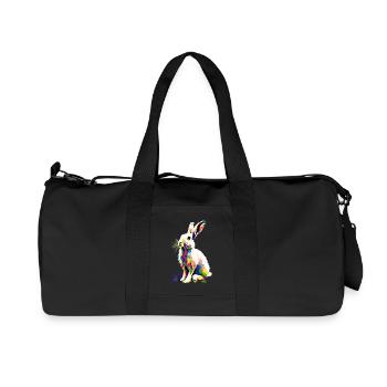 Mountain Rabbit Arctic Hare Albino Rabbit White Rabbit - Recycled Canvas Sports Bag by Stanley/Stella - black - Front