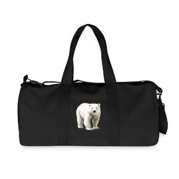 White polar bear illustration - Recycled Canvas Sports Bag by Stanley/Stella - black - Front