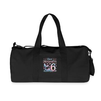 This Mermaid Is 6 Girls 6th Birthday - Recycled Canvas Sports Bag by Stanley/Stella - black - Front