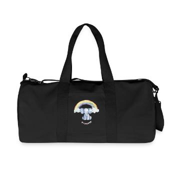 Watercolor Elephant Under the Rainbow for Kids - Recycled Canvas Sports Bag by Stanley/Stella - black - Front