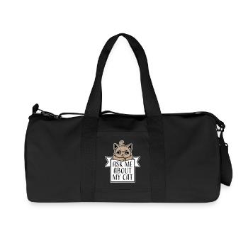 Ask Me About My Cat Cat Pet Love Animal Love - Recycled Canvas Sports Bag by Stanley/Stella - black - Front