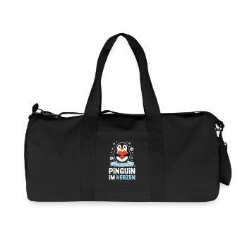 Pingouin au cœur Doux manchot d’hiver avec du cœur - Sac de sport en toile recyclée Stanley/Stella - noir - Devant